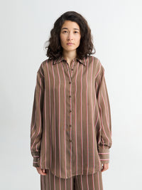 The Frankie Shop - Peri Fluid Shirt in Brown Multi Stripe