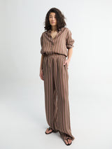 The Frankie Shop - Peri Fluid Shirt in Brown Multi Stripe