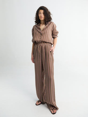 The Frankie Shop - Peri Fluid Shirt in Brown Multi Stripe