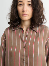 The Frankie Shop - Peri Fluid Shirt in Brown Multi Stripe