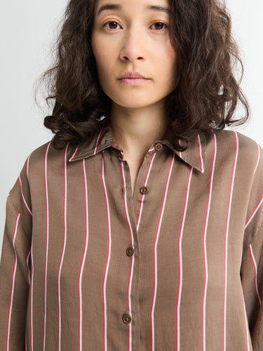 The Frankie Shop - Peri Fluid Shirt in Brown Multi Stripe