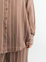 The Frankie Shop - Peri Fluid Shirt in Brown Multi Stripe