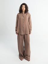The Frankie Shop - Peri Fluid Shirt in Brown Multi Stripe