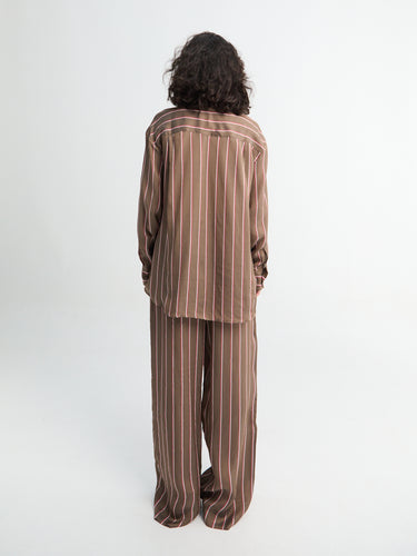 The Frankie Shop - Peri Fluid Shirt in Brown Multi Stripe