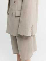 The Frankie Shop - Newark Double Breasted Blazer in Beige Melange