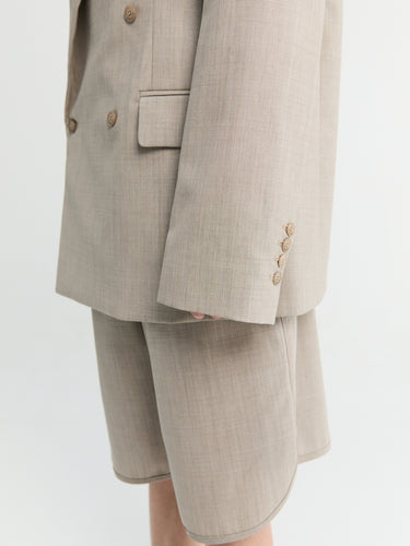 The Frankie Shop - Newark Double Breasted Blazer in Beige Melange