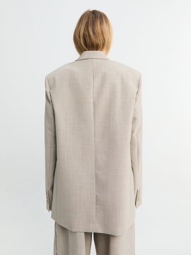 The Frankie Shop - Newark Double Breasted Blazer in Beige Melange