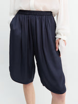 The Frankie Shop - Nelis Satin Bermuda Shorts in Navy