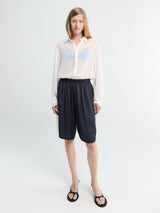 The Frankie Shop - Nelis Satin Bermuda Shorts in Navy