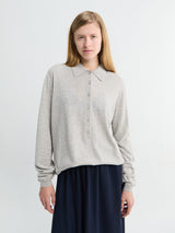 The Frankie Shop - Tala Knit V-Neck Polo in Light Grey