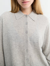 The Frankie Shop - Tala Knit V-Neck Polo in Light Grey