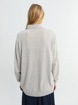 The Frankie Shop - Tala Knit V-Neck Polo in Light Grey