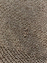 The Frankie Shop - Tala Knit V-Neck Polo in Taupe Melange