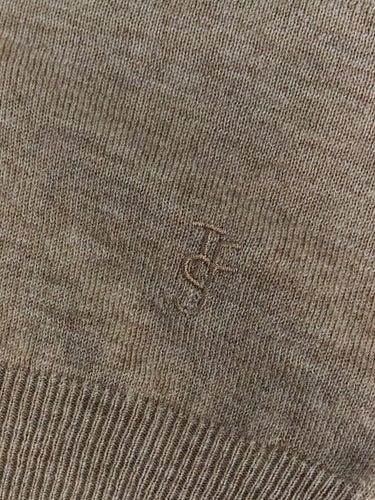 The Frankie Shop - Tala Knit V-Neck Polo in Taupe Melange