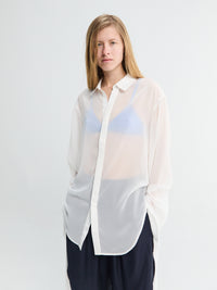 The Frankie Shop - Verlin Sheer Chiffon Tie Cuff Shirt in White