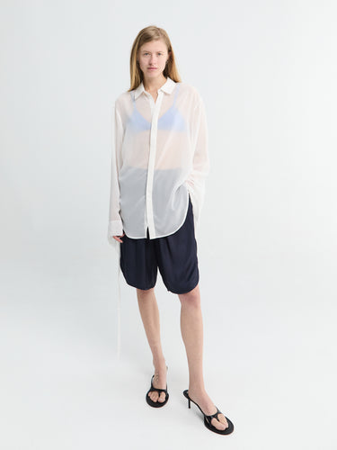 The Frankie Shop - Verlin Sheer Chiffon Tie Cuff Shirt in White