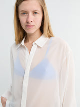 The Frankie Shop - Verlin Sheer Chiffon Tie Cuff Shirt in White