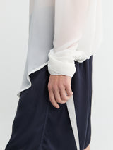 The Frankie Shop - Verlin Sheer Chiffon Tie Cuff Shirt in White