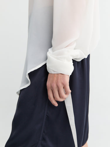 The Frankie Shop - Verlin Sheer Chiffon Tie Cuff Shirt in White