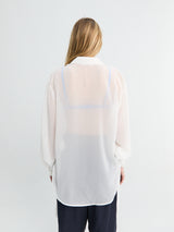 The Frankie Shop - Verlin Sheer Chiffon Tie Cuff Shirt in White