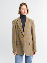 The Frankie Shop - Lyra Oversized Houndstooth Blazer in Camel