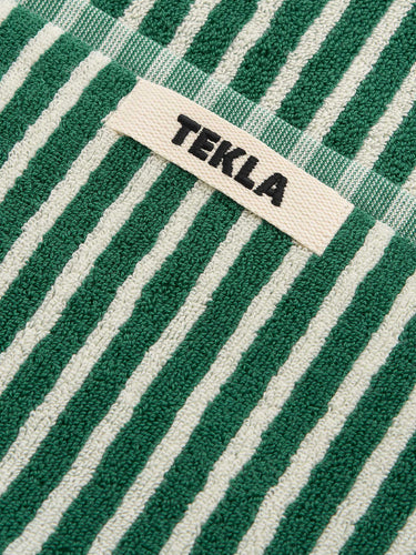 Tekla - Terry Towel in Teal Green Stripes