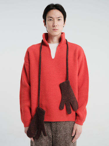 Horses - Knit Gloves in Coffee