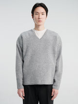 Horses - Tweed V-Neck Pullover in Cloudy