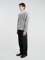 Horses - Tweed V-Neck Pullover in Cloudy