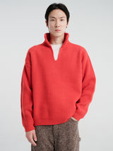 Horses - Stand Collar Pullover in Tomato