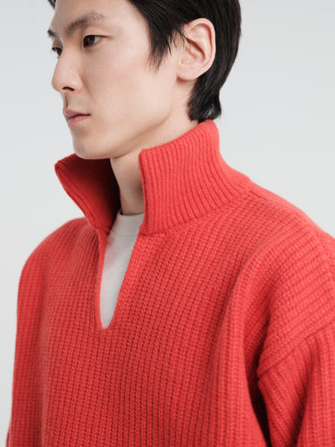 Horses - Stand Collar Pullover in Tomato
