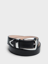 Khaite - Benny Belt With Silver Buckle in Black