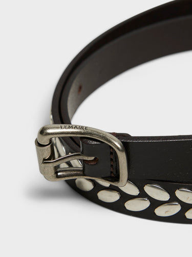 Lemaire - Almond Stud Belt in Dark Brown