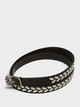 Lemaire - Almond Stud Belt in Dark Brown