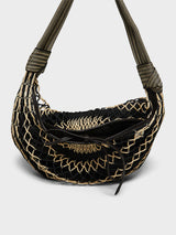 Lemaire - Fortune Croissant Filt Bag in Chevron Light Beige and Black