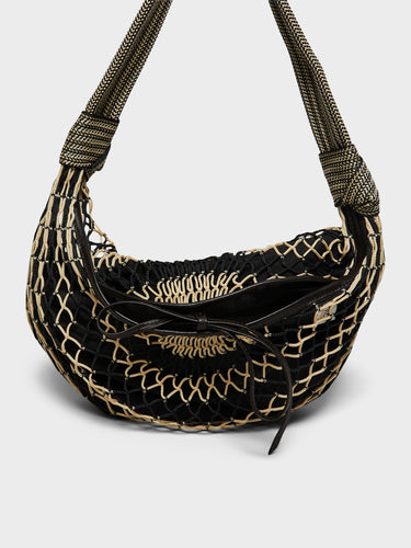 Lemaire - Fortune Croissant Filt Bag in Chevron Light Beige and Black
