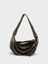 Lemaire - Fortune Croissant Filt Bag in Chevron Light Beige and Black