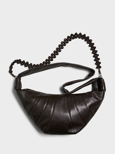 Lemaire - Pearls Medium Croissant Bag in Dark Chocolate