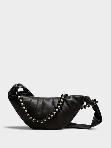 Lemaire - Pearls Medium Croissant Bag in Dark Chocolate