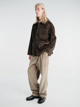 Meta Campania Collective - Bill Unlined Exaggerated Wale Cotton Corduroy Workwear Jacket in Brown