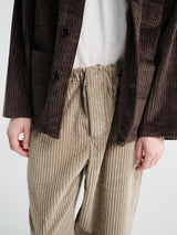 Meta Campania Collective - Ed Unlined Exaggerated Cotton Corduroy Drawstring Trousers in Taupe-Italian Wale Corduory Cotton