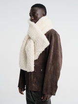 Meta Campania Collective - Solene Shearling Shawl in Natural White-Italian Lamb Shirling
