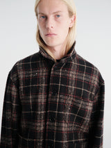 Meta Campania Collective - Bill Cropped Wool Check Creek Workwear Jacket in Black And Brown Check-Italian Creek Check Wool