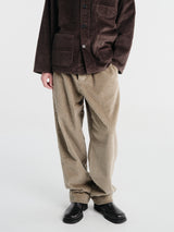 Meta Campania Collective - Ed Unlined Exaggerated Cotton Corduroy Drawstring Trousers in Taupe-Italian Wale Corduory Cotton