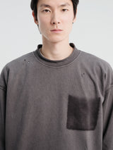 mfpen - Rolled Neck Long Sleeve T-shirt in Destroyed Grey