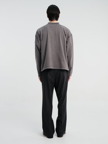 mfpen - Rolled Neck Long Sleeve T-shirt in Destroyed Grey