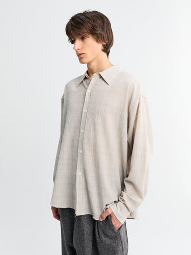 mfpen - Vacation Shirt in Chalk Seersucker Check