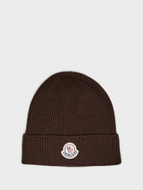 Moncler - Berretto Tricot Wool Beanie in Brown