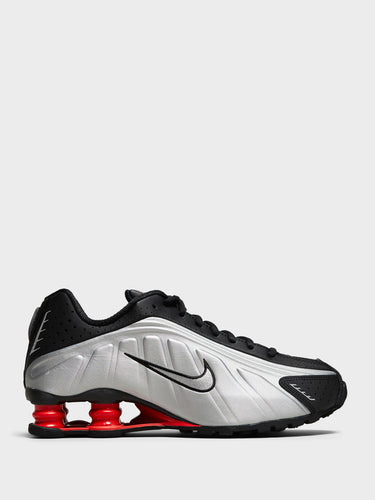 Nike - Shox R4 Sneakers in Black, Light Crimson and Metallic Silver