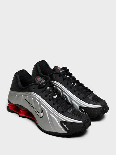 Nike - Shox R4 Sneakers in Black, Light Crimson and Metallic Silver